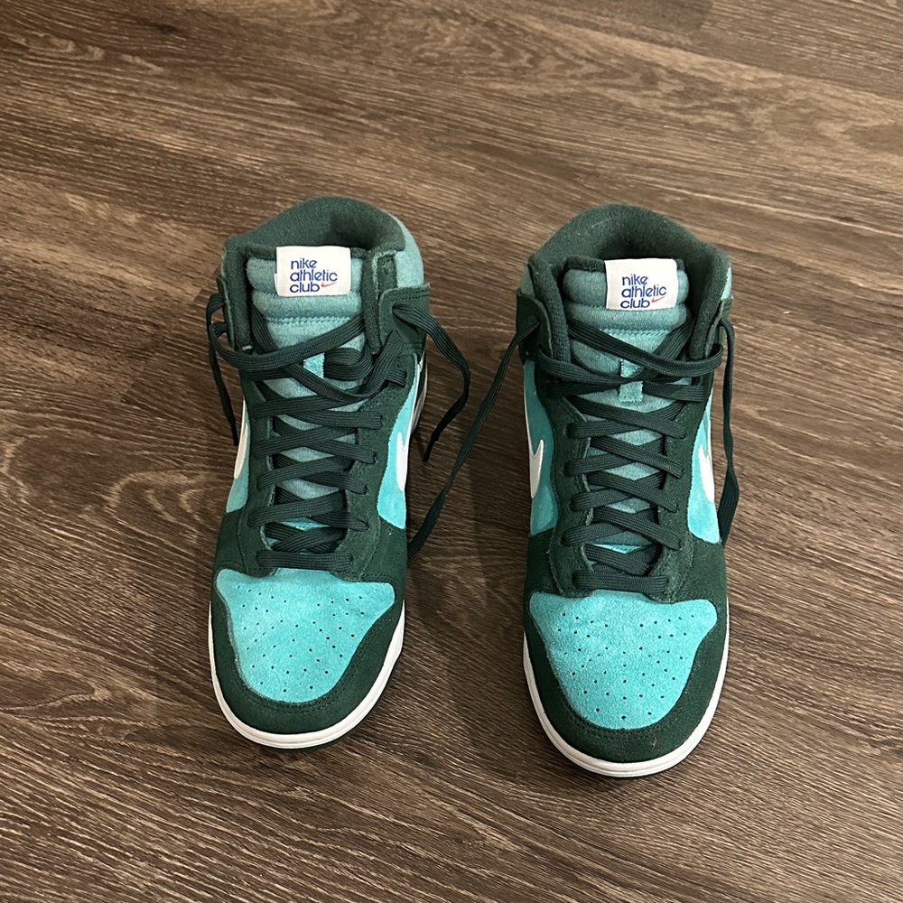 Nike Athletic Club Teal and Dark Green Dunks